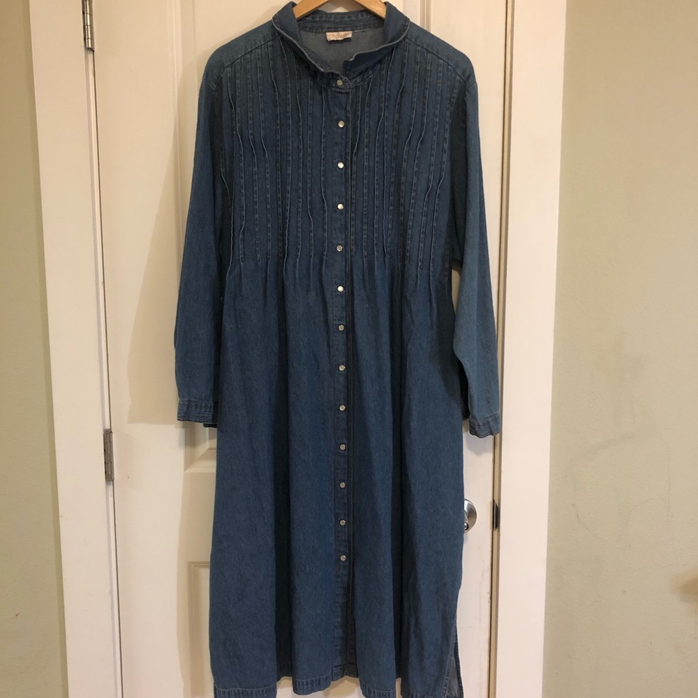 Roaman's Denim Midi Ruffle Front Dress 3X EUC - Host Pick 10/13/25